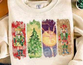 Vintage Nutcracker Christmas PNG, Preppy Christmas Png, Holiday Vibes Png, Nutcracker Ballet Retro, Christmas Tree, Hand Drawn Sublimation
