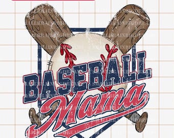 Retro Baseball Mama PNG Checkered, Vintage Design Brushstroke Game Day Baseball PNG, Baseball Mom PNG, Tis the Season, Retro Baseball Season