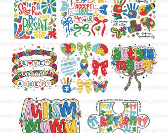 Retro Autism Awareness Coquette Bow PNG Bundle, Special Education Sublimation, Neurodiversity PNG, Checkered Autism Awareness Coquette PNG
