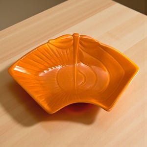 Vintage RETRO ORANGE Slice Aptitretare Lazy Susan-skål från California Pottery USA * Samlarobjekt Casual Servis * Kryddfat