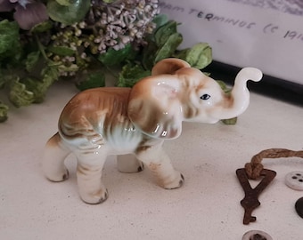 Vintage Elephant Figurine With Raised Trunk | Symbol of Good Luck, Protection Stability & Resilience | Collectible Vintage Elephant Figurine