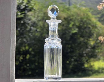 Victorian Era CRYSTAL CUT GLASS Scent Bottle * Antique Perfume Bottle / Decanter * Essential Oils * Vanity Decor * Mother's Day Gift *18.5cm