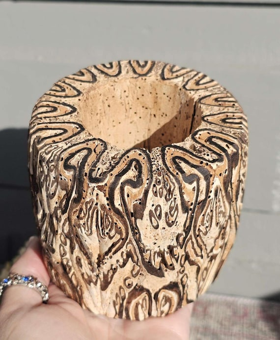 Vintage New Zealand Black Mamaku Ponga Fern Tree Vase * Ponga