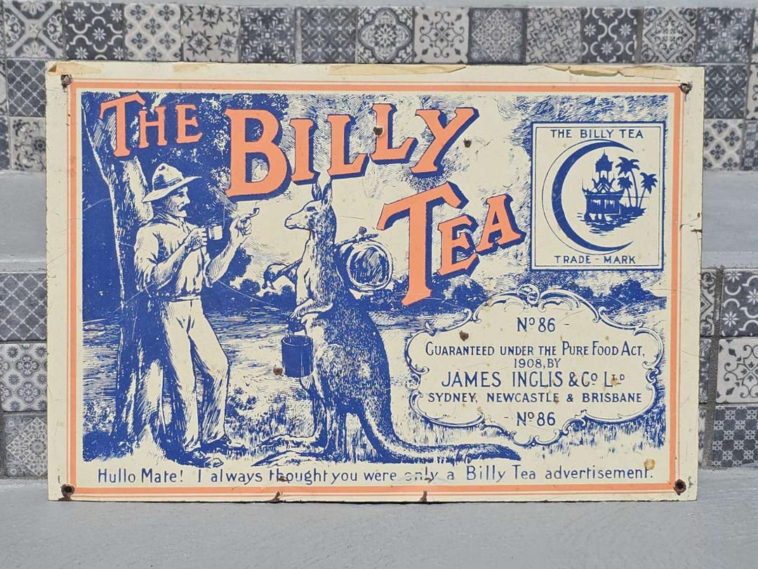 Vintage 70's Billy Tea Sign * the Billy Tea Company Metal Sign With ...