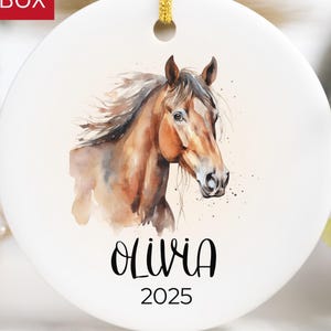 Girls Christmas Ornament, Personalized Horse Ornament, Custom Kids Keepsake, Baby First Christmas Ornament, Custom Kids Ornament, Horse Gift