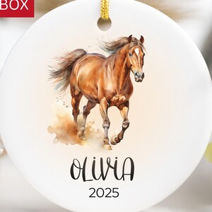 Girls Christmas Ornament, Personalized Horse Ornament, Custom Kids Keepsake, Baby First Christmas Ornament, Custom Kids Ornament, Horse Gift