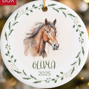 Girls Christmas Ornament, Personalized Horse Ornament, Custom Kids Keepsake, Baby First Christmas Ornament, Custom Kids Ornament, Horse Gift