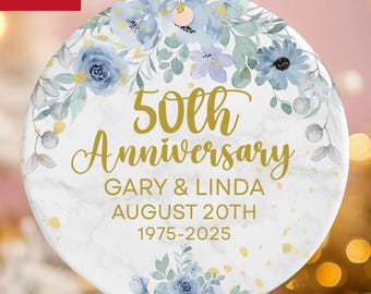 50th Anniversary Ornament, Personalized Golden Wedding Gift, Gift for Parents, 50 Years Married, Gold Anniversary Gift, Gift for Couple