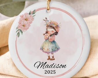 Girls Christmas Ornament, Personalized Little Girl Ornament, Custom Kids Keepsake, Custom Kids Ornament, Gift for Daughter, Gift for Girl