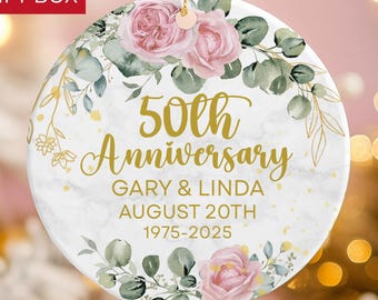50th Anniversary Ornament, Personalized Golden Wedding Gift, Gift for Parents, 50 Years Married, Gold Anniversary Gift, Gift for Couple