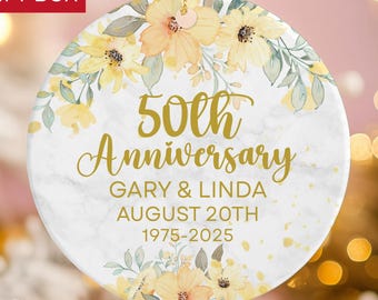 50th Anniversary Ornament, Personalized Golden Wedding Gift, Gift for Parents, 50 Years Married, Gold Anniversary Gift, Gift for Couple