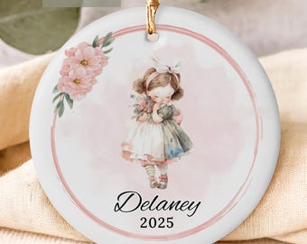 Girls Christmas Ornament, Personalized Little Girl Ornament, Custom Kids Keepsake, Custom Kids Ornament, Gift for Daughter, Gift for Girl