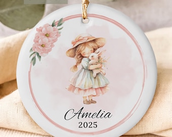 Girls Christmas Ornament, Personalized Little Girl Ornament, Custom Kids Keepsake, Custom Kids Ornament, Gift for Daughter, Gift for Girl
