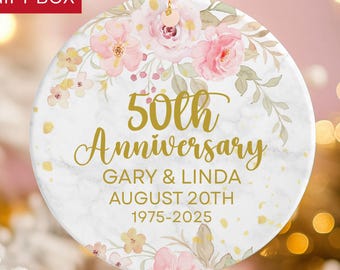 50th Anniversary Ornament, Personalized Golden Wedding Gift, Gift for Parents, 50 Years Married, Gold Anniversary Gift, Gift for Couple