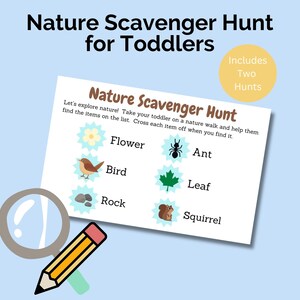 Printable Scavenger Hunt for Toddlers | Preschool Printable | Nature Scavenger Hunt | Kids Nature Games | Bug Party Game | Games For Kids