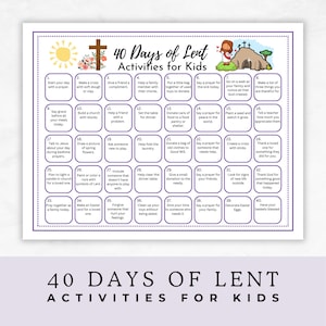 40 Tage Fastenzeit Countdown-Kalender, Fastenaktivitäten für Kinder, christliche Bibelstunden, Familiengebetskalender, katholische Fastenaktivitäten