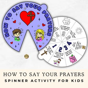 Kids Prayer Spinner Activity, Sunday School Pray Lesson, Kid Bible Study Activities, Christian Homeschool Prayers Printable Craft, Praying