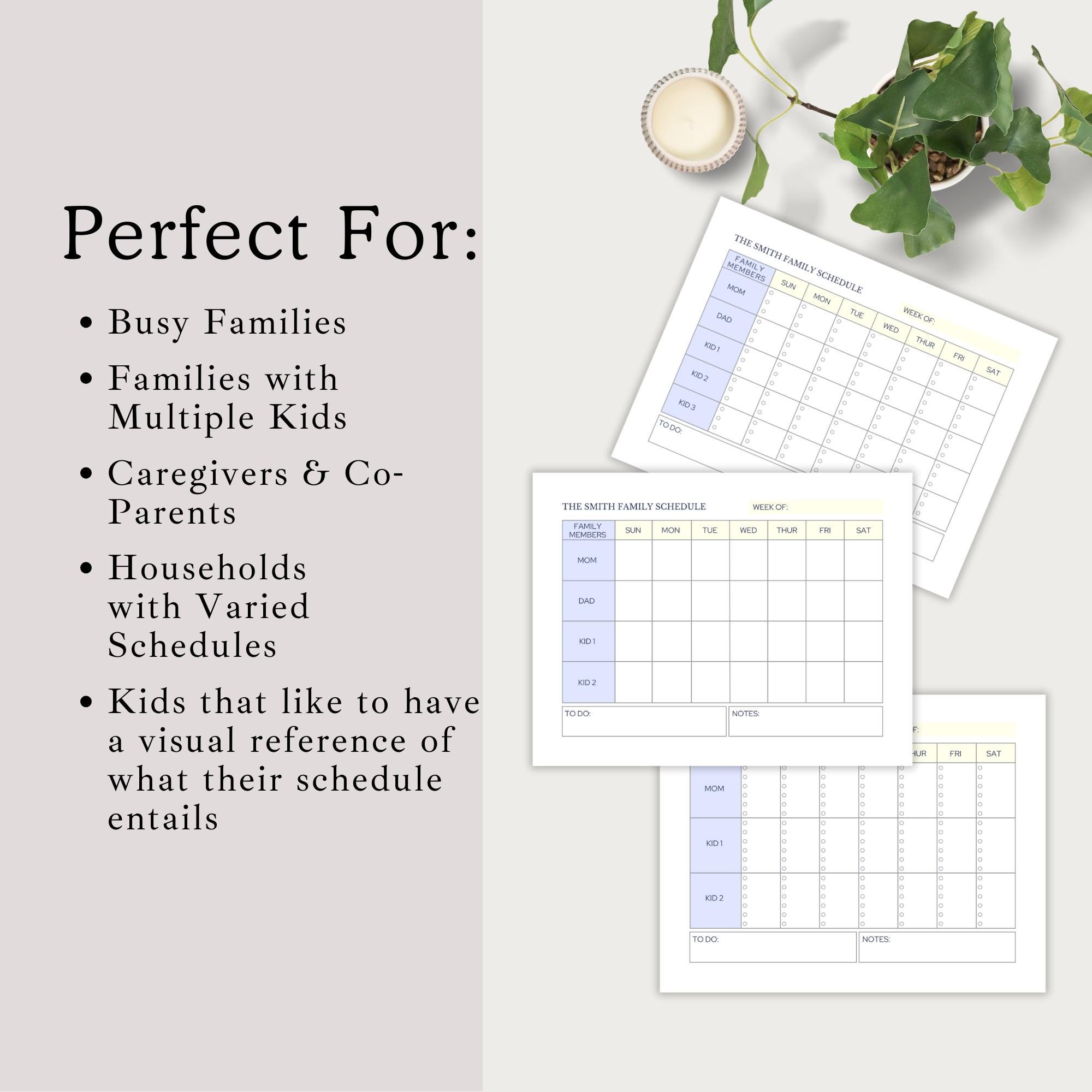 Weekly Family Schedule, Editable Family Calendar, Printable Family ...