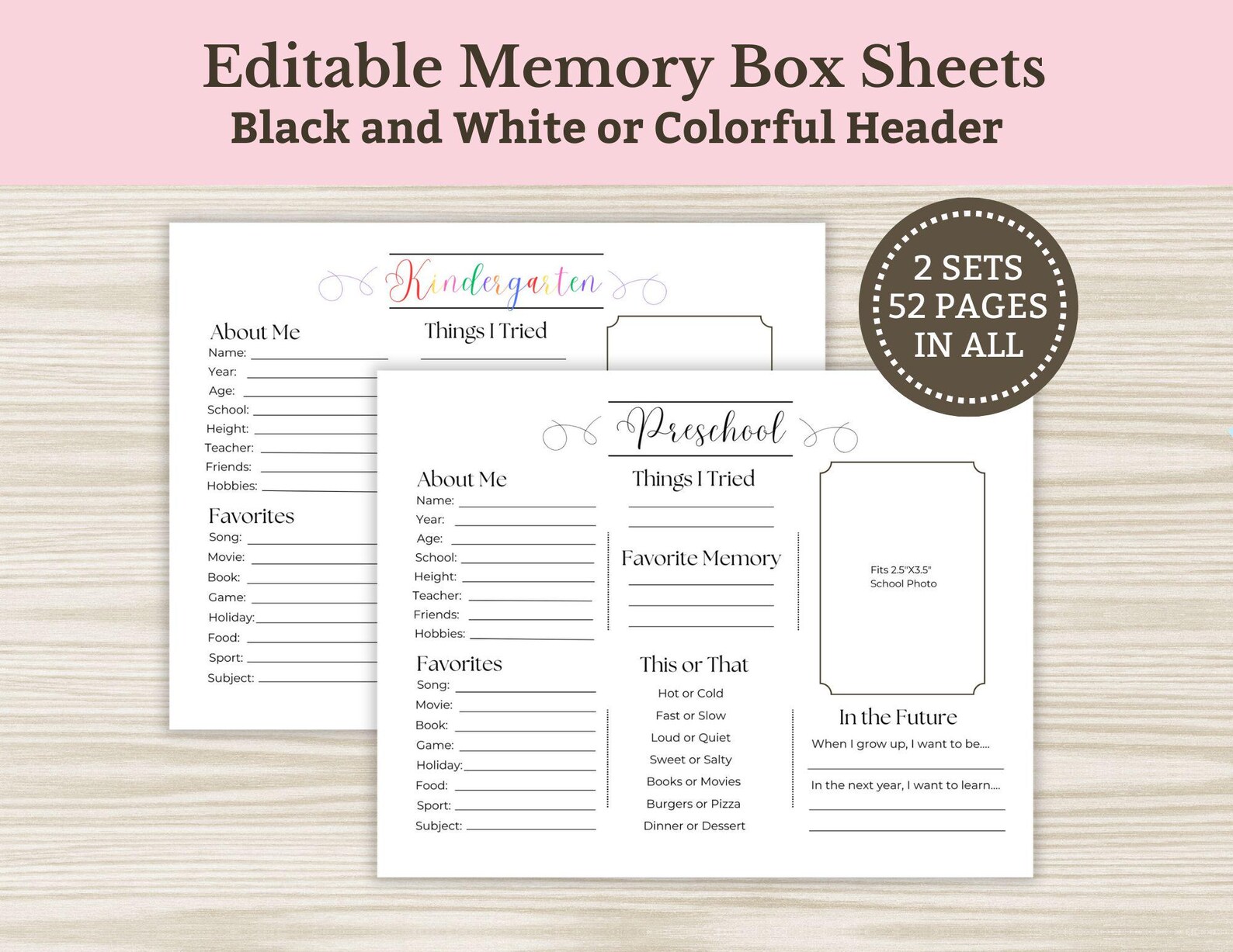 Memory Box Sheets, School Memory Box, Memory Box Questionnaire, Kids ...