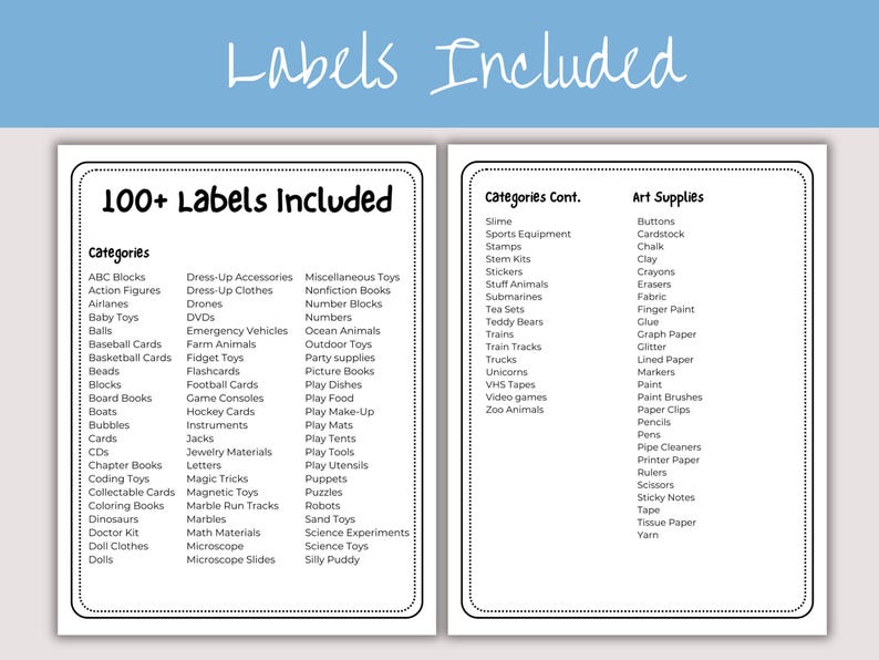 Toy Bin Labels, Playroom Labels, Toy Organization, Toy Box Labels, Toy