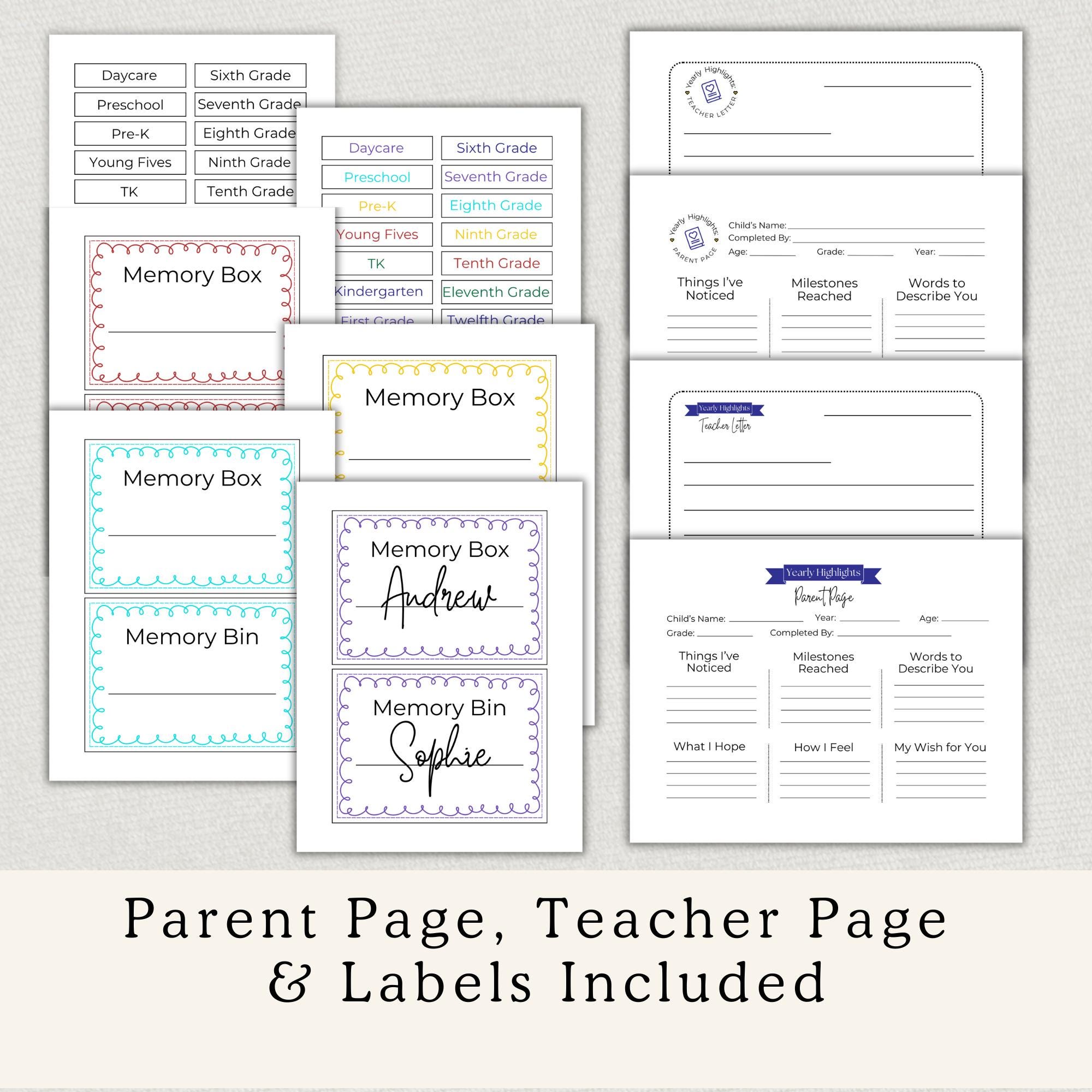 Memory Box Sheets, School Memory Box, Memory Box Questionnaire, Kids ...