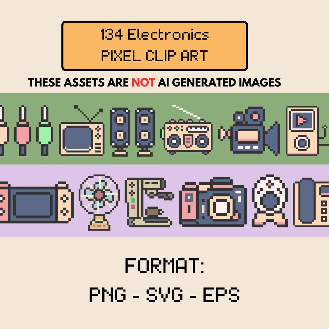 Electronics Pixel Clip Art Bundle, Digital Stickers (PNG, SVG, EPS) - Etsy
