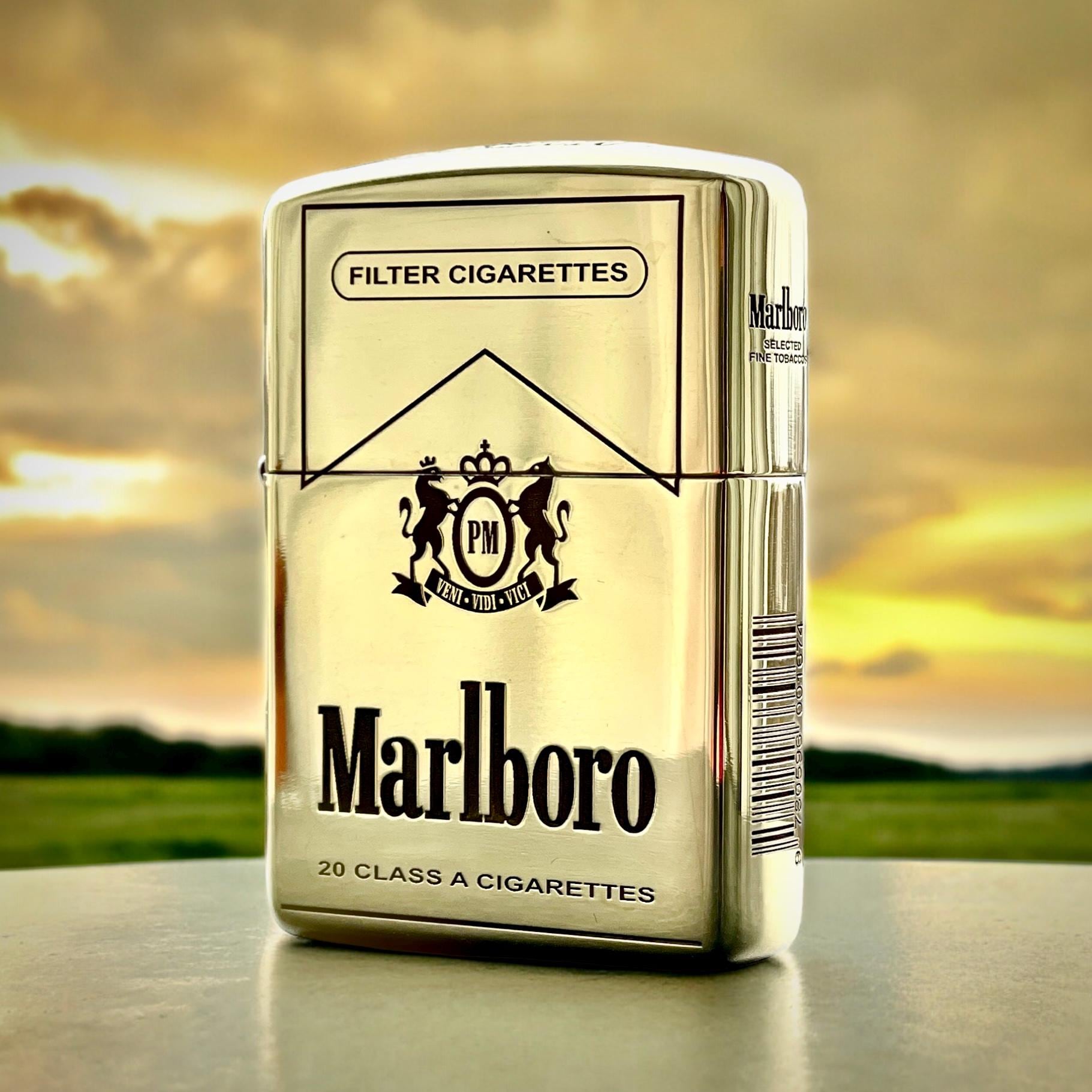 Zippo Marlboro Exclusive ORANGE PAISLEY on 205 Satin Chrome