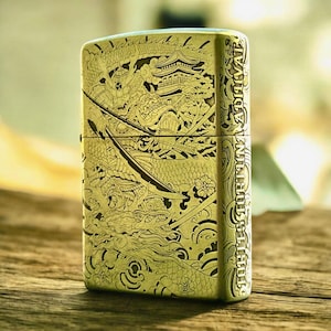 Encendedor Zippo personalizado con diseño de guerrero japonés samurái imagen 1
