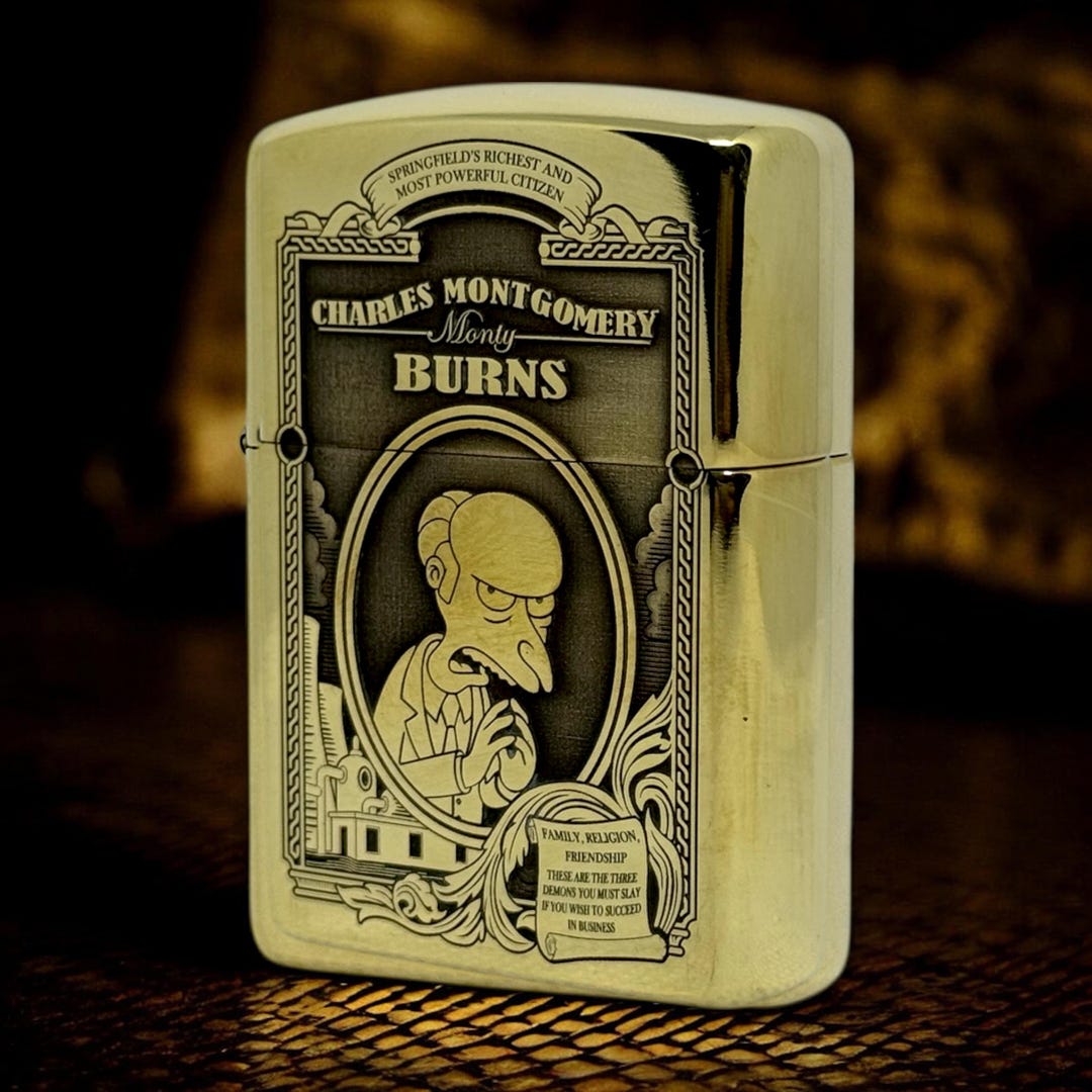 Deep Engraved Brass Zippo Armor Lighter, Classic Cartoon Villain