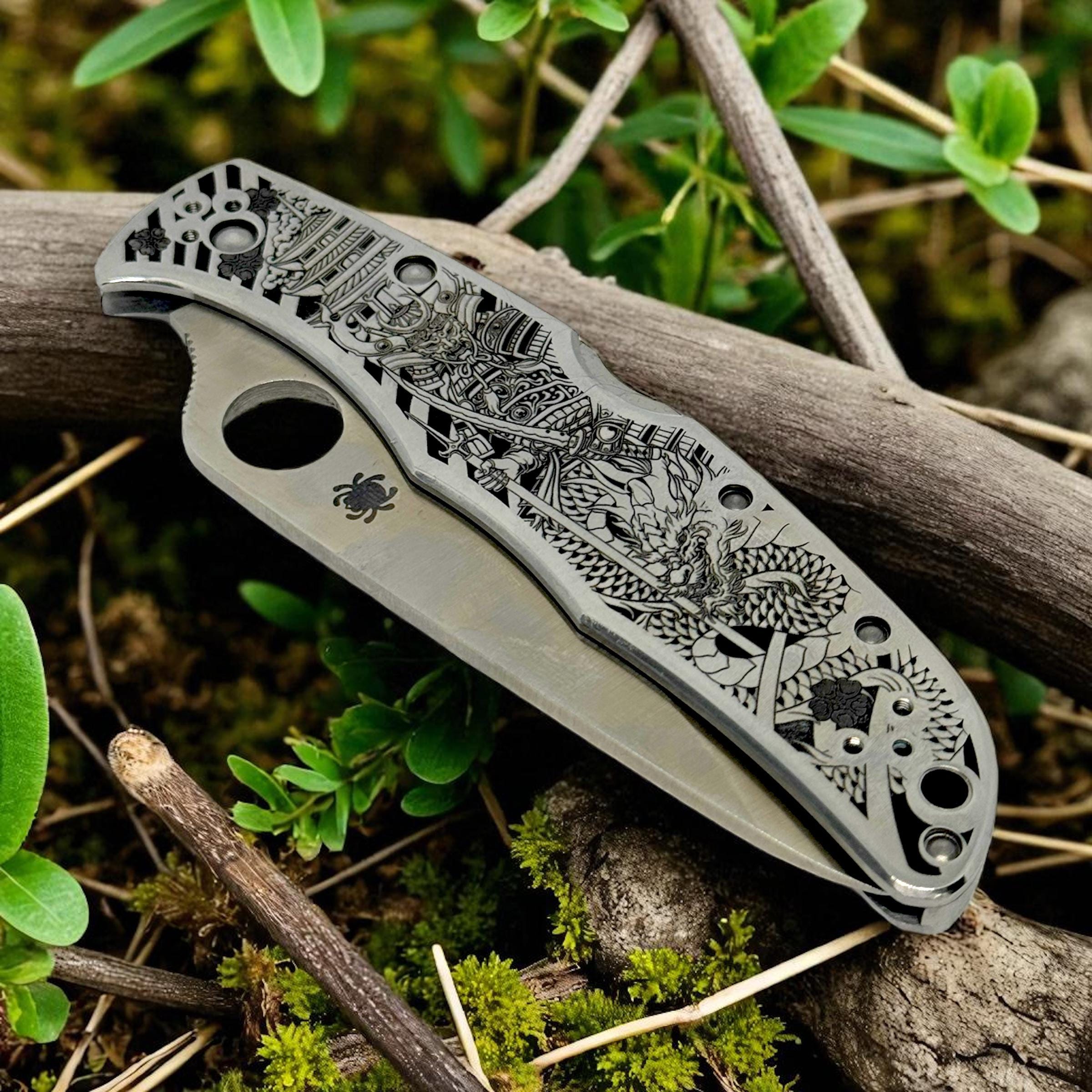 Samurai Spyderco Endura 4 Knife, Custom Engraved VG10 Knife