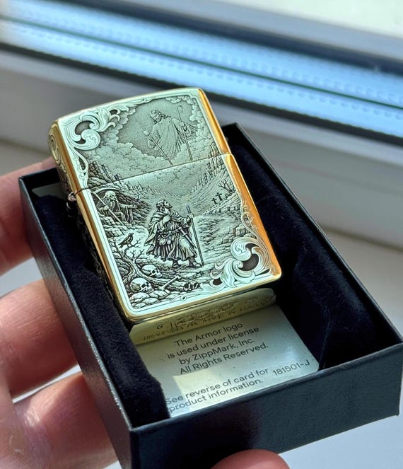 Valley of Shadow Death Zippo Armor Lighter Deep Brass Engraving