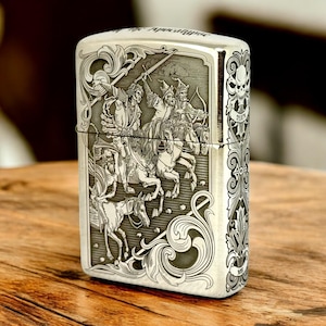 Four Horseman of Apocalypse Custom Zippo Sterling Silver Armor