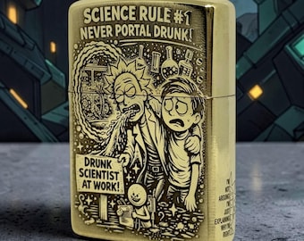 Rick and Morty Custom Brass Zippo Armor lighter