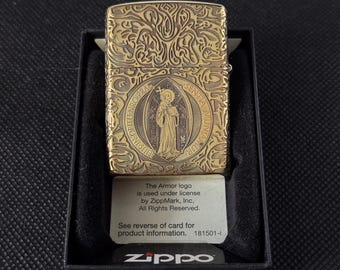 Zippo Constantine Armor Lighter: St. Benedict Medallion, Brass