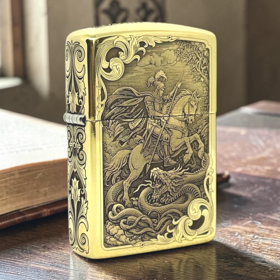 Zippo Armor Saint George Engraved Brass Lighter Luxury Christian