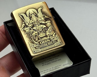 Odin & Valhalla Zippo Rüstung graviert EDC Feuerzeug handgefertigtes Limited Edition Geschenk für ihn