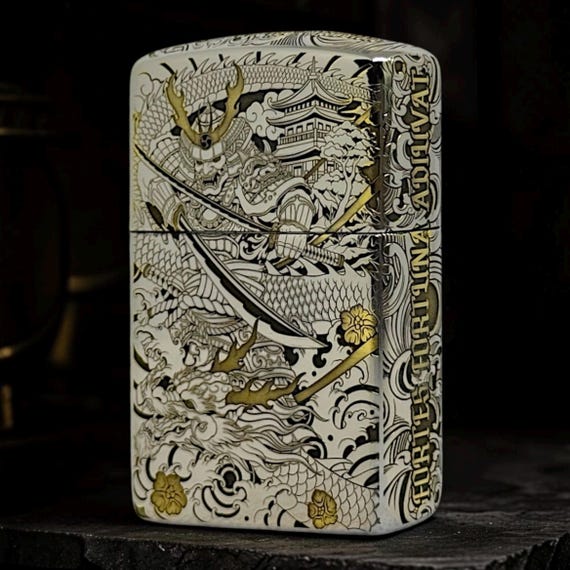 Samurai Armor Zippo Lighter – Deep Carved Japanese Warrior