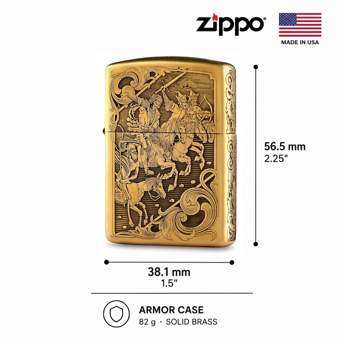 Zippo Armor Brass Lighter Four Horsemen of the Apocalypse Deep