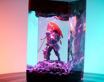 PREMIUM G.rav.e of the Fire.fli.es Lamp – Seita and Setsuko Resin Night Light, Handmade Diorama Lamp for Ghibli Fans, Thoughtful Gifting