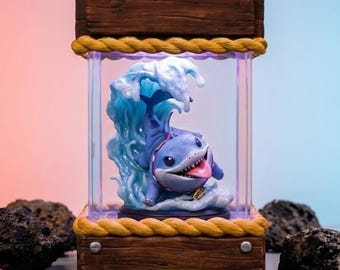 Lámpara mini de resina de Jeff The Land Shark, artículo coleccionable de fan art de Marvel Rival Comics, linda decoración de tiburón, idea de regalo de Marvel hecha por fans