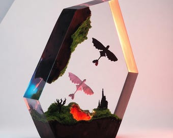 PREMIUM T.oo.th.less Flying Dragon Lamp – Handmade Soaring Fantasy Resin Lamp – Unique Gift for Lovers and Valentine Gifts Ideas