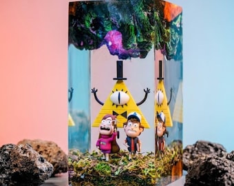 NEW Gravity Falls Resin Lamp| Bill Cipher Figurine | Animated Cartoon Gamer Desktop Decor |Unique Nerd Gift For Fans