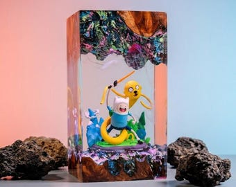 NEW Finn and Ja.ke Resin Lamp – Ad.ven.ture Ti.m.e Inspired LED Night Light | Cartoon Decor for Collectors | Animation Gift for Fans