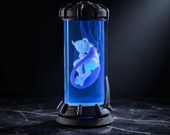 Lámpara de noche de resina BIONIC M.ew2 con diseño de criatura genética, lámpara de laboratorio futurista con cápsula, lámpara de arte epoxi de ciencia ficción, regalo único para gamers, decoración inspirada en anime