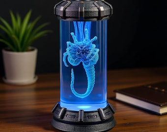 NEW Alien Facehugger Resin Night Light, Sci-Fi Horror Capsule Lamp, Epoxy LED Specimen Tube, Futuristic Decor, Collector Halloween Gift