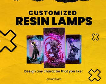 PREORDER Custom Resin Lamp - Personalised Handmade Gifts & Decor - Anime, Cartoon, Scenery Night Light Art