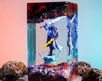 Fanmade Rellana Twin Moon Knight Resin Lamp| E|den Rng Diorama Custom Night Light |Game Room Decor Gift For Gamers