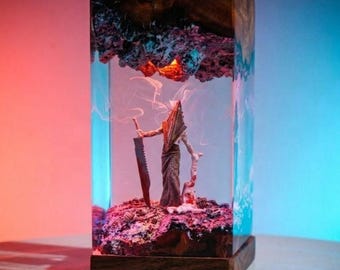 New Pyramid  Horror Resin Lamp | LED Nightmare Figure Lamp | Creepy Horror Decor | Handmade Resin Art Gift for Horror Fans