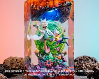 NEW Ri.ck And Mo.rt.y Resin Lamp Custom| Gift For Him| Adult Cartoon Diorama Table Decor Sci-Fi Fan Gift
