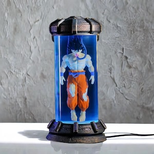 NEW Saiyan Warrior Resin Night Light, Futuristic Anime Lab Lamp, Sci-Fi Capsule Lamp, Epoxy Art Lamp, Perfect Cell Anime Decor, Gamer Gift